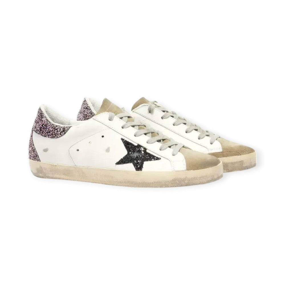 GOLDEN GOOSE WMNS SUPERSTAR 'BIANCO NERO GLITTER - View 1
