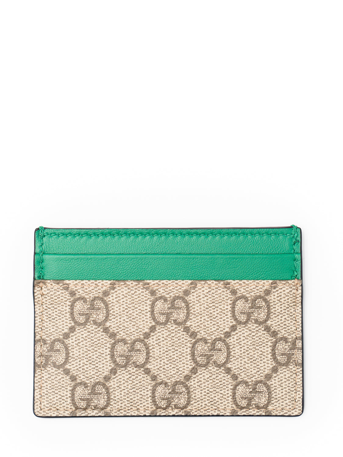 Gucci Portacarte GG con finiture in pelle e motivo all-over Green - View 1