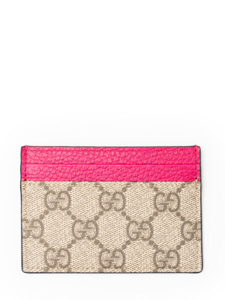 Gucci Portacarte GG con finiture in pelle e motivo all-over Pink - View 1