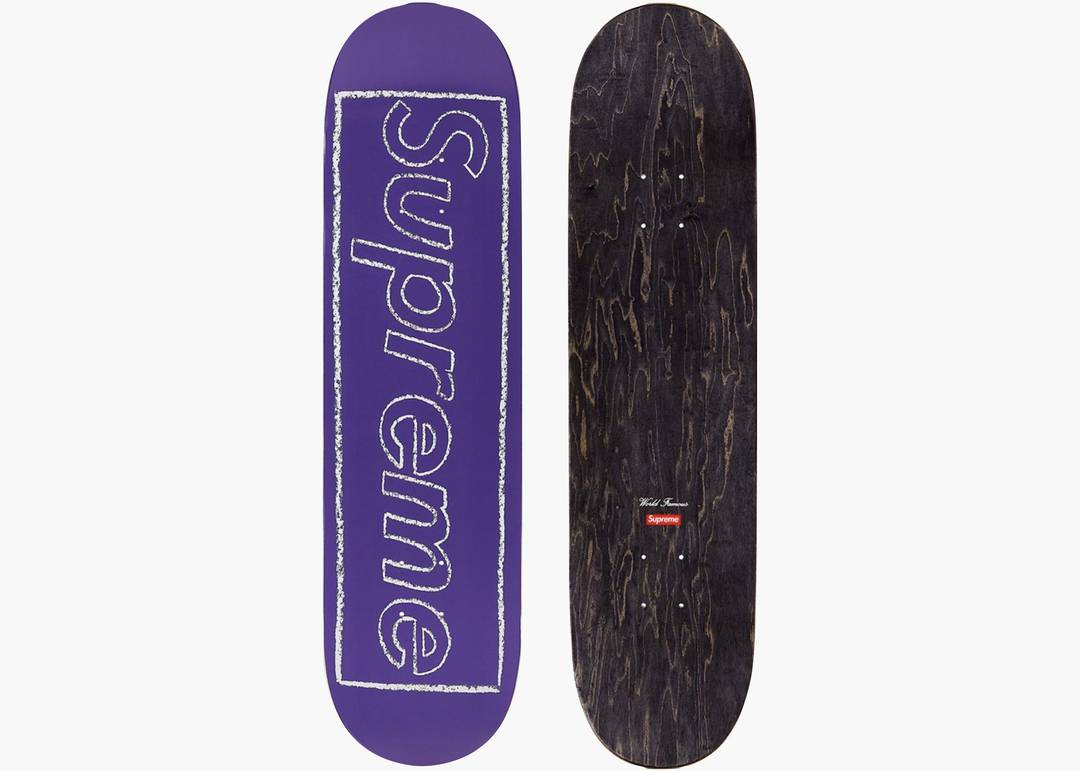 SUPREME X KAWS CHALK LOGO SKATEBOARD VIOLET - View 1