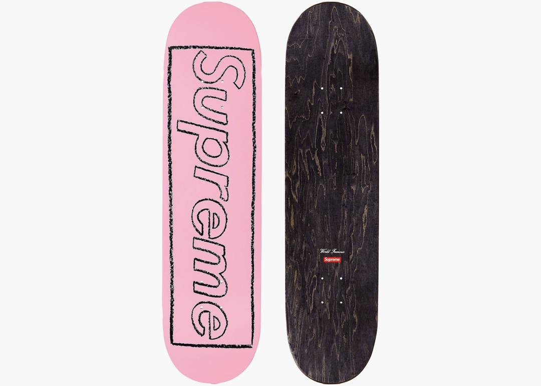 SUPREME X KAWS CHALK LOGO SKATEBOARD PINK - View 1