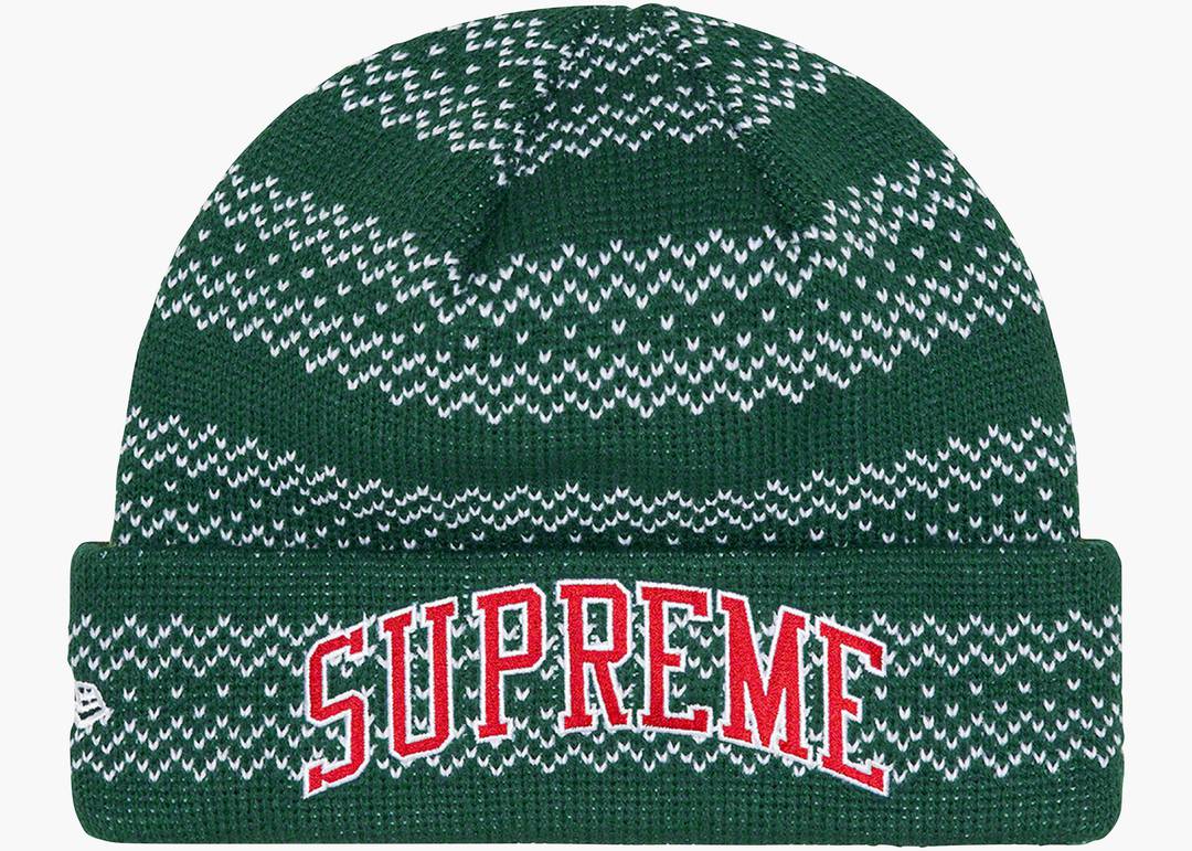 SUPREME NEW ERA SPLIT BEANIE GREEN - View 1
