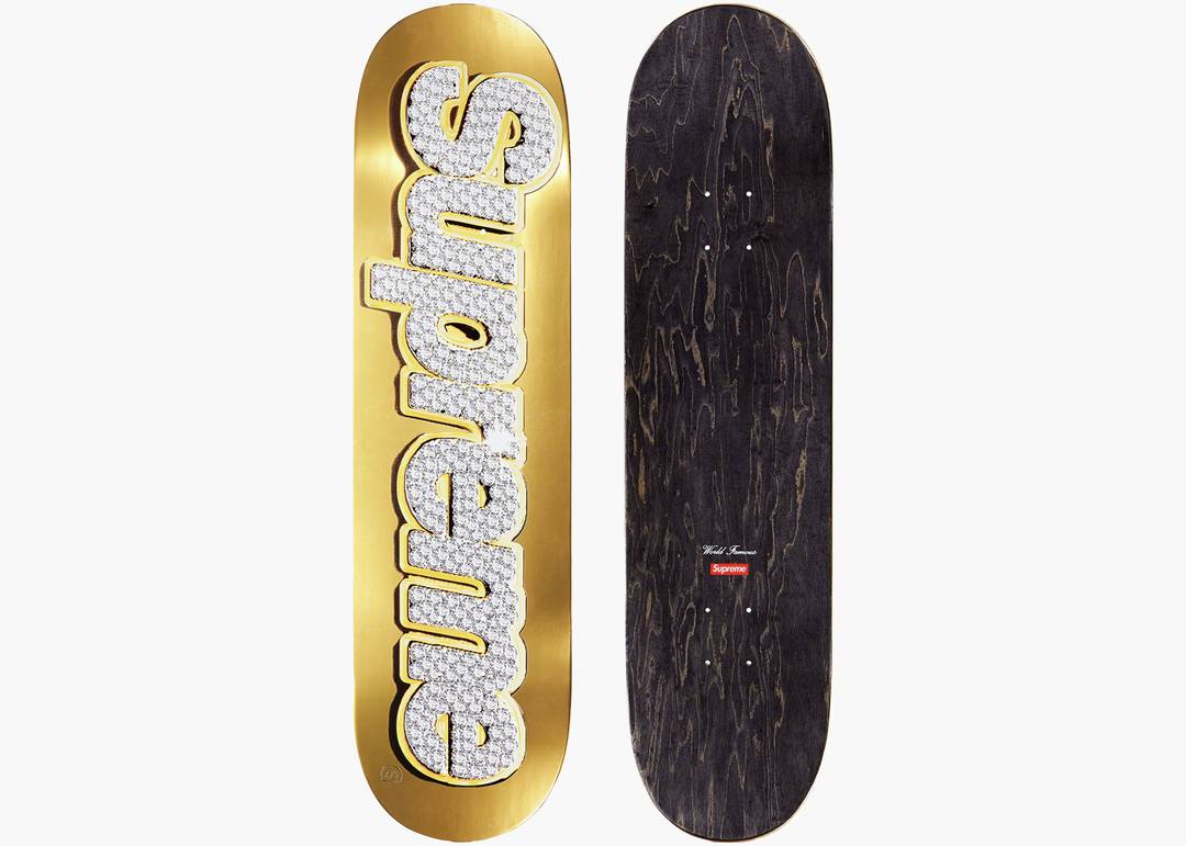 SUPREME BLING BOX LOGO SKATEBOARD DECK GOLD (SS22) - View 1