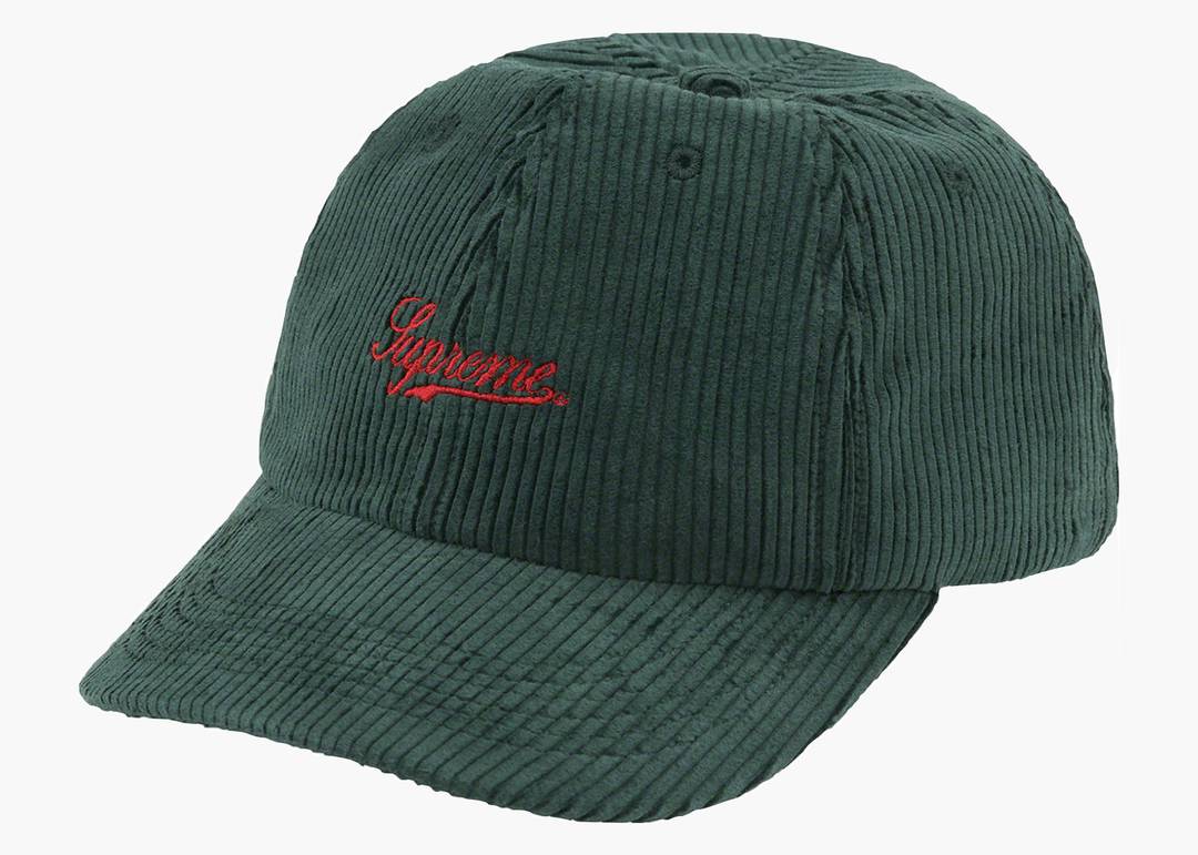 SUPREME SCRIPT CORDUROY 6-PANEL GREEN - View 1