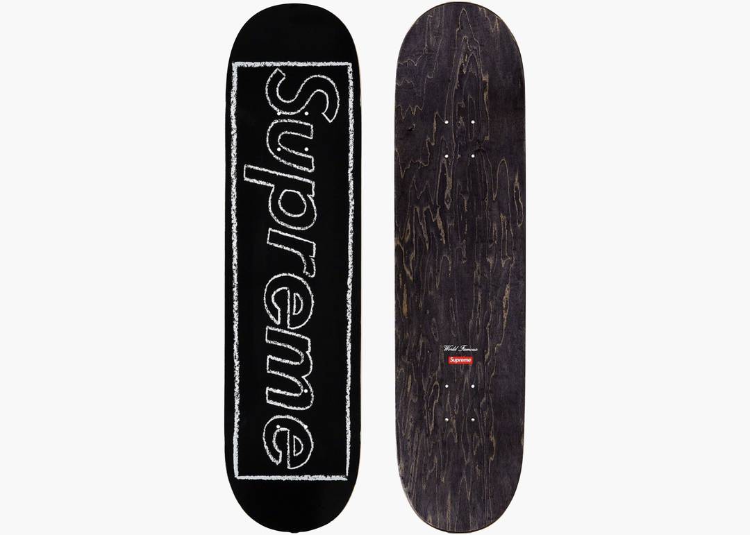 SUPREME KAWS CHALK LOGO SKATEBOARD BLACK - View 1