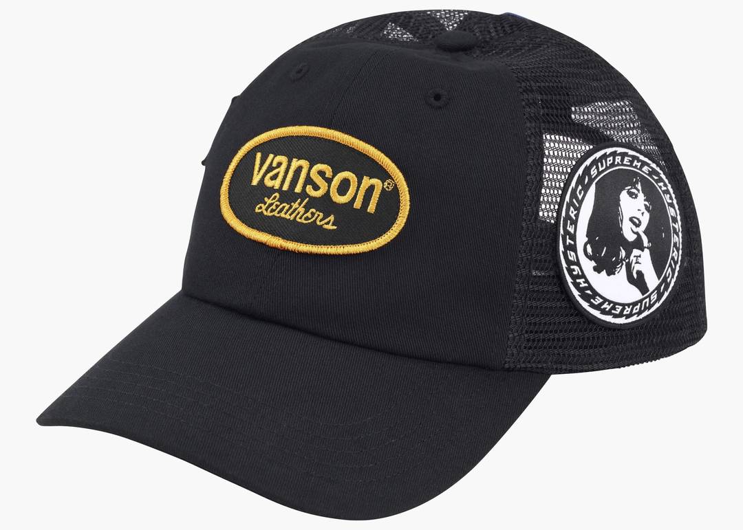 SUPREME HYSTERIC GLAMOUR VANSON LEATHER MESH BACK 6-PANEL BLACK - View 1