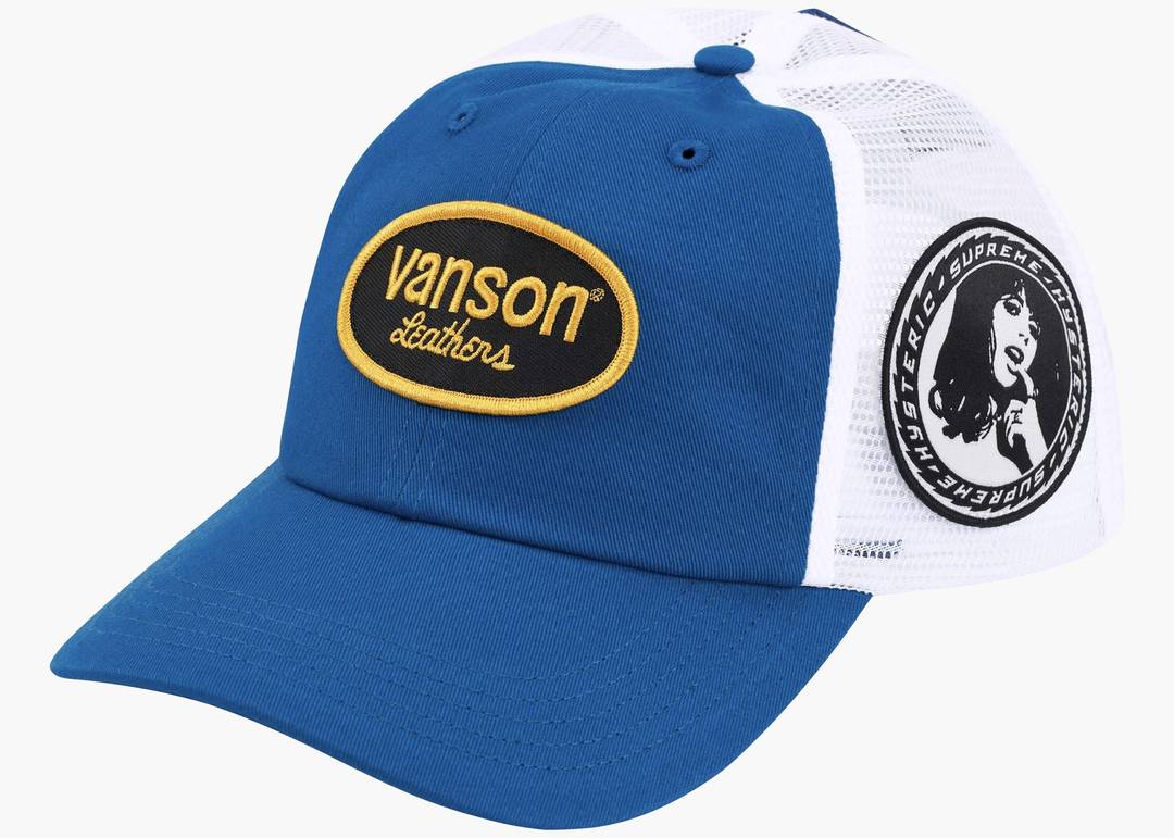 SUPREME HYSTERIC GLAMOUR VANSON LEATHER MESH BACK 6-PANEL BLUE - View 1