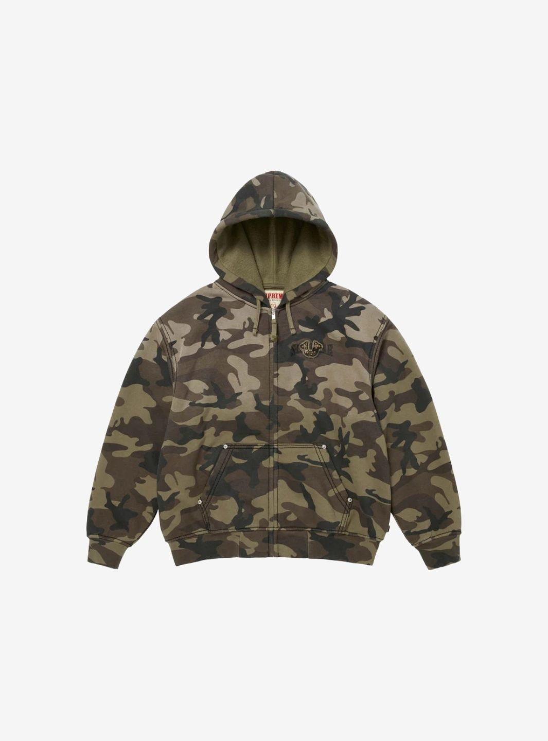 SUPREME TRUE RELIGION ZIP UP HOODED SWEATSHIRT WOODLAND CAMO (FW25) - View 1