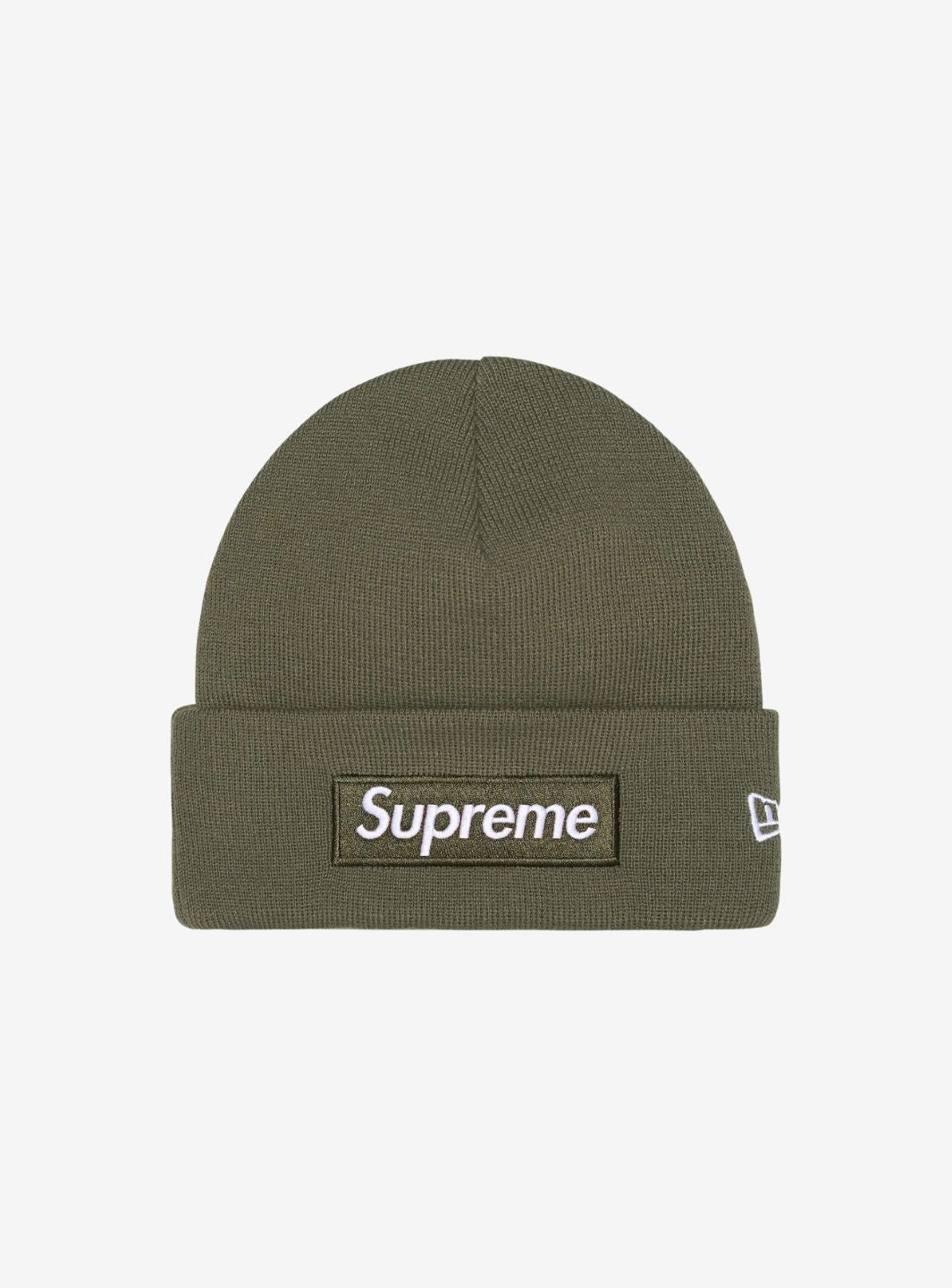 SUPREME NEW ERA BOX LOGO BEANIE LIGHT OLIVE (FW25) - View 1
