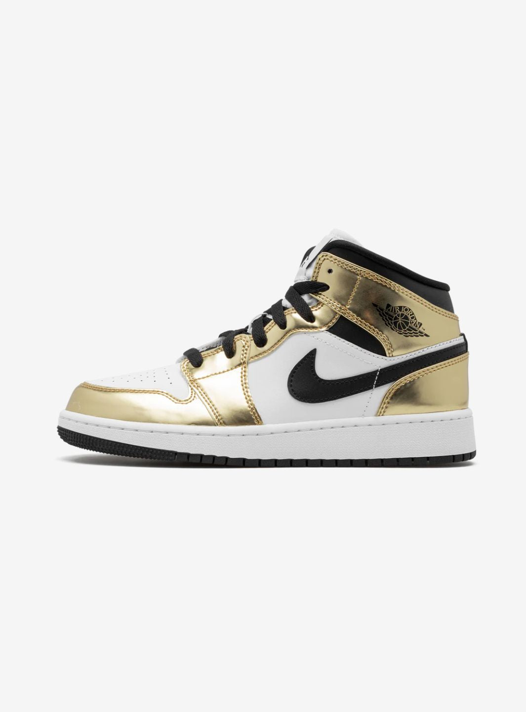AIR JORDAN 1 MID METALLIC GOLD BLACK WHITE (GS) - View 1