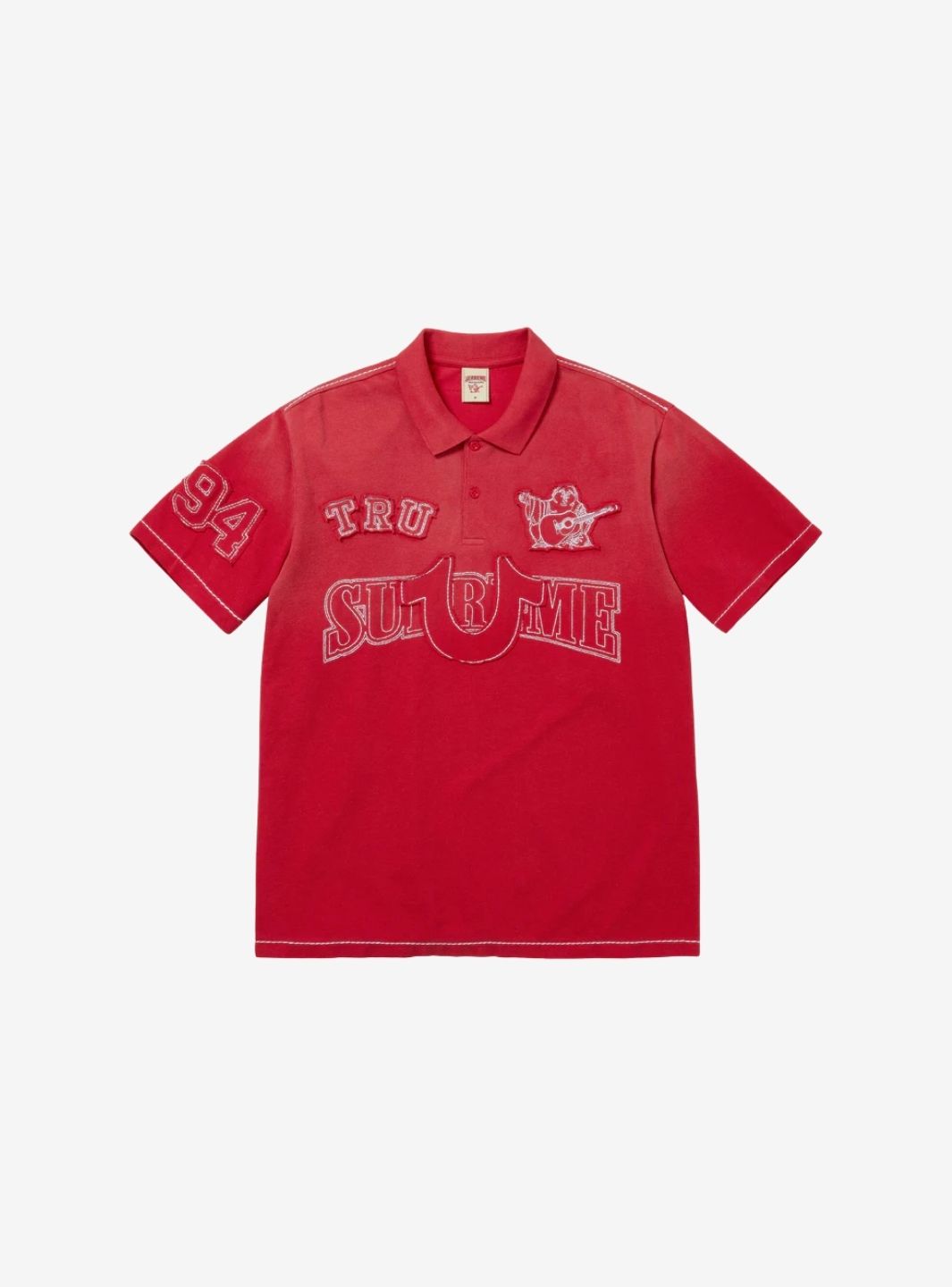 SUPREME TRUE RELIGION APPLIQUE POLO RED - View 1