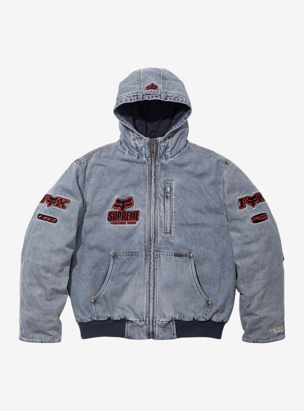 SUPREME FOX RACING HOODED WORK JACKET DENIM - View 1