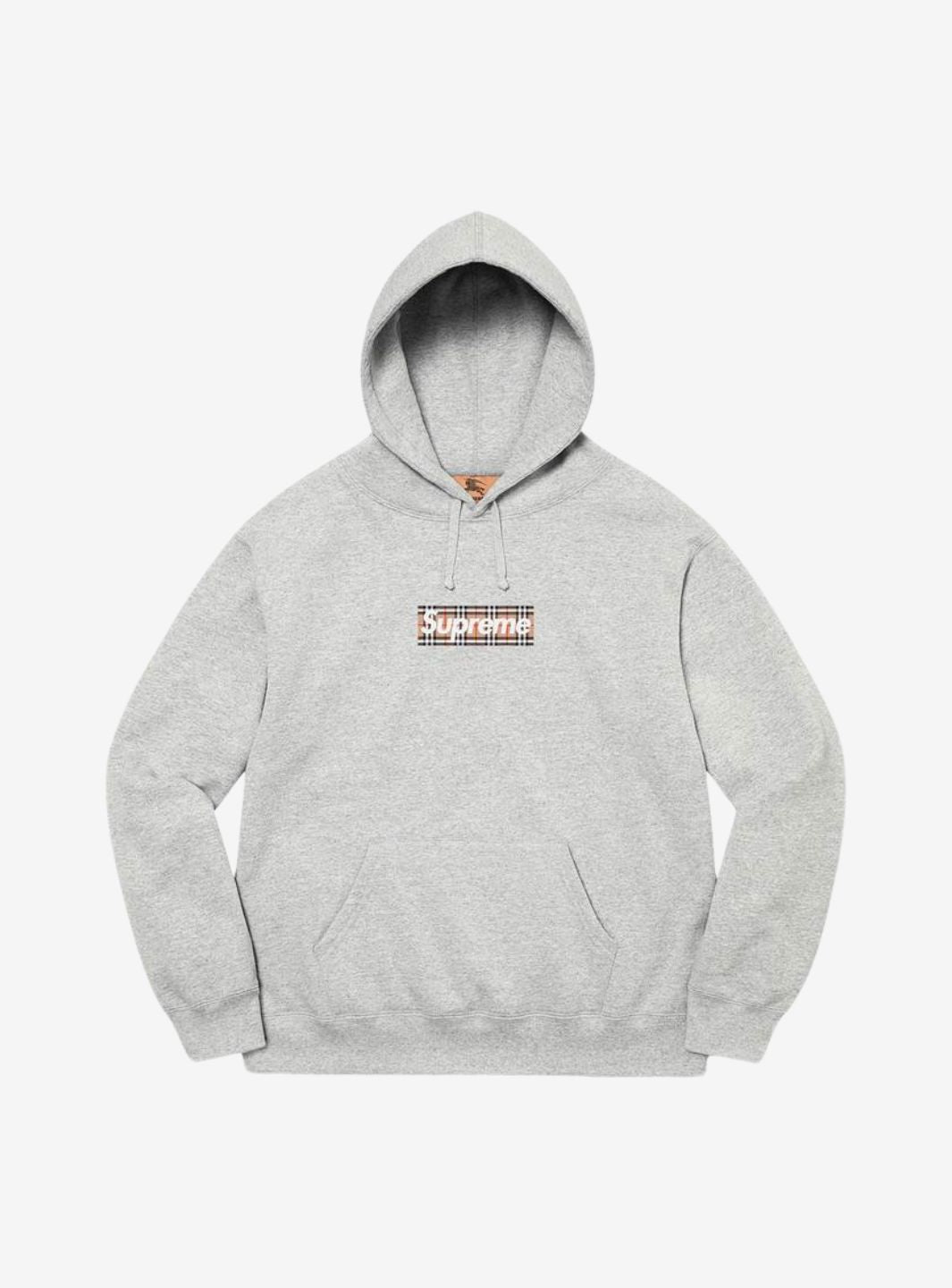 SUPREME BURBERRY BOX LOGO HOODED SWEATSHIRT HEATHER GREY - View 1