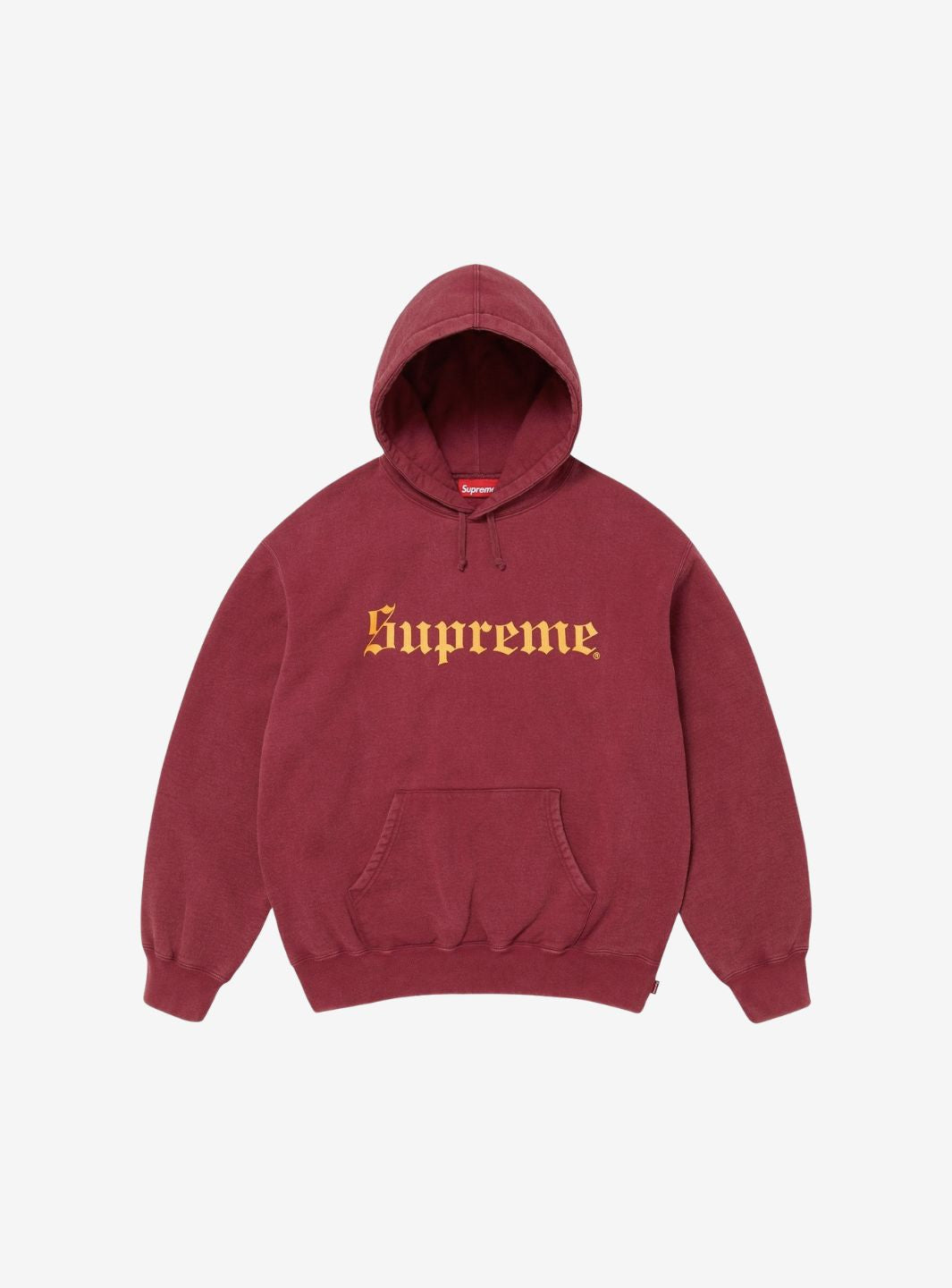 SUPREME WASHED OLD ENGLISH HOODED SWEATSHIRT CARDINAL - View 1
