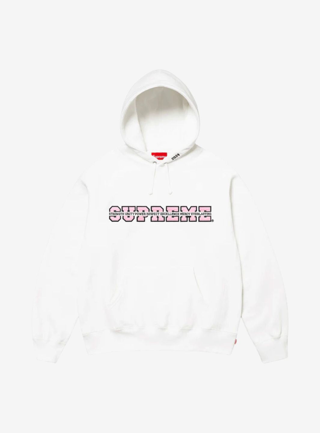 SUPREME COLLEGIATE ACRONYM HOODED SWEATSHIRT WHITE - View 1