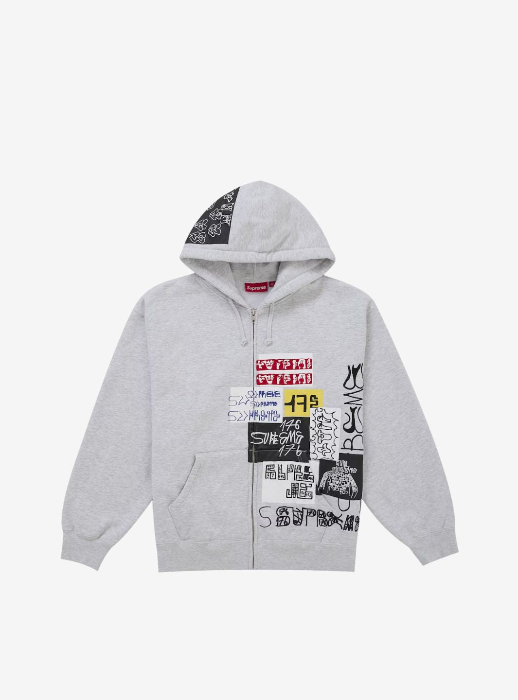 SUPREME 176 ZIP UP HOODED SWEATSHIRT HEATHER GREY - View 1