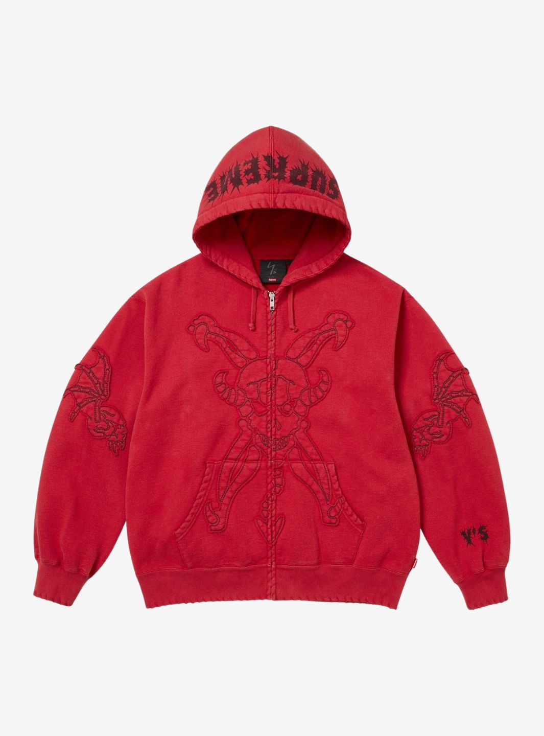 SUPREME Y'S BY YOHJI YAMAMOTO ZIP UP HOODED SWEATSHIRT RED - View 1