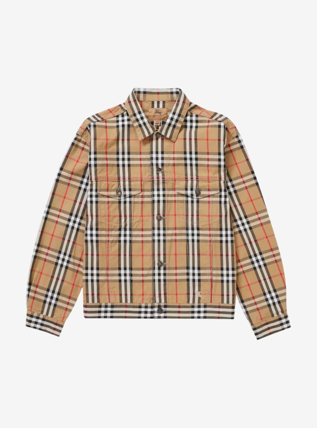 SUPREME BURBERRY DENIM TRUCKER JACKET BEIGE - View 1