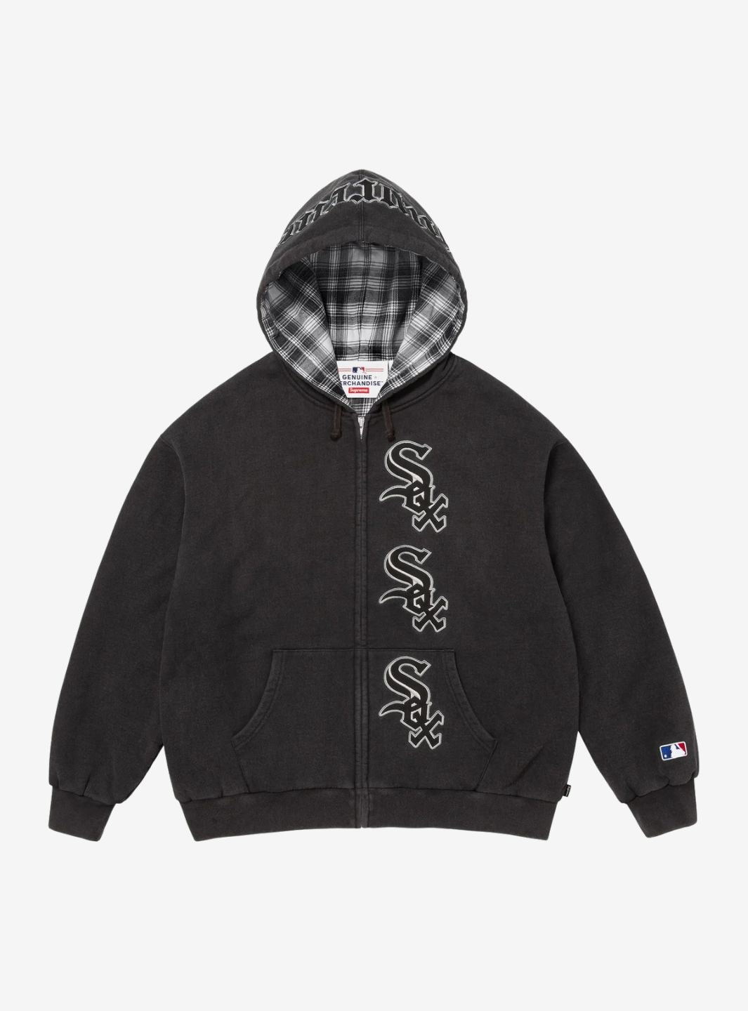 SUPREME CHICAGO WHITE SOX ZIP UP HOODED SWEATSHIRT BLACK - View 1