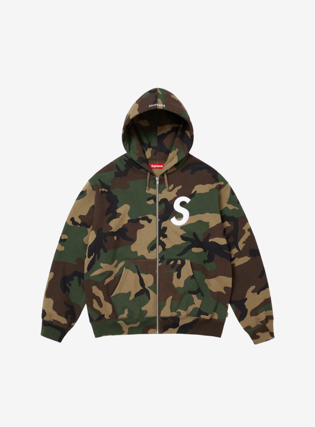 SUPREME S LOGO ZIP UP HOODED SWEATSHIRT WOODLAND CAMO (FW25) - View 1