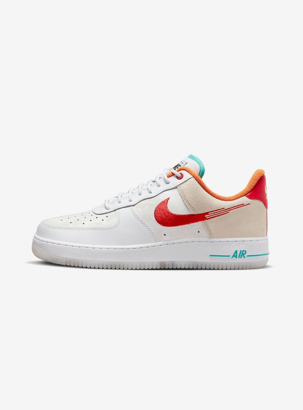 NIKE AIR FORCE 1 LOW '07 PRM JUST DO IT WHITE RED TEAL - View 1