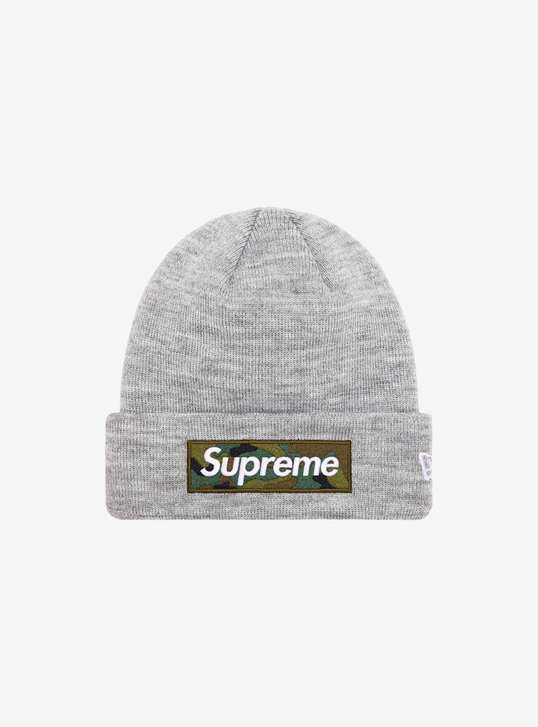 SUPREME NEW ERA BOX LOGO BEANIE HEATHER GREY (FW23) - View 1