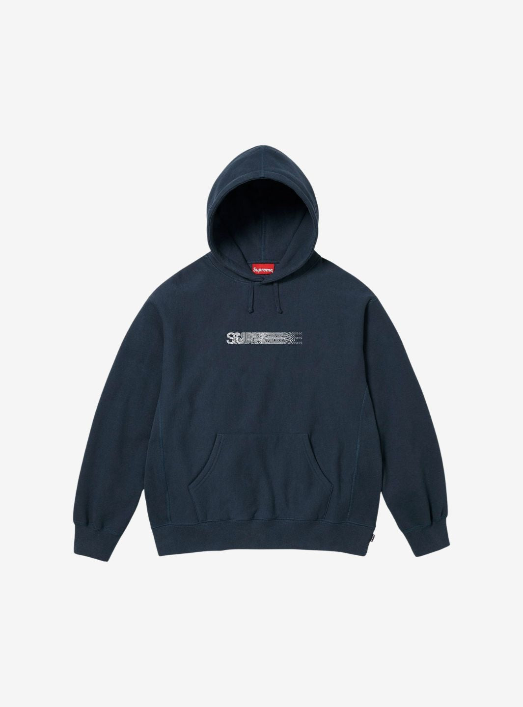 SUPREME SWAROVSKI MOTION LOGO HOODED SWEATSHIRT NAVY - View 1