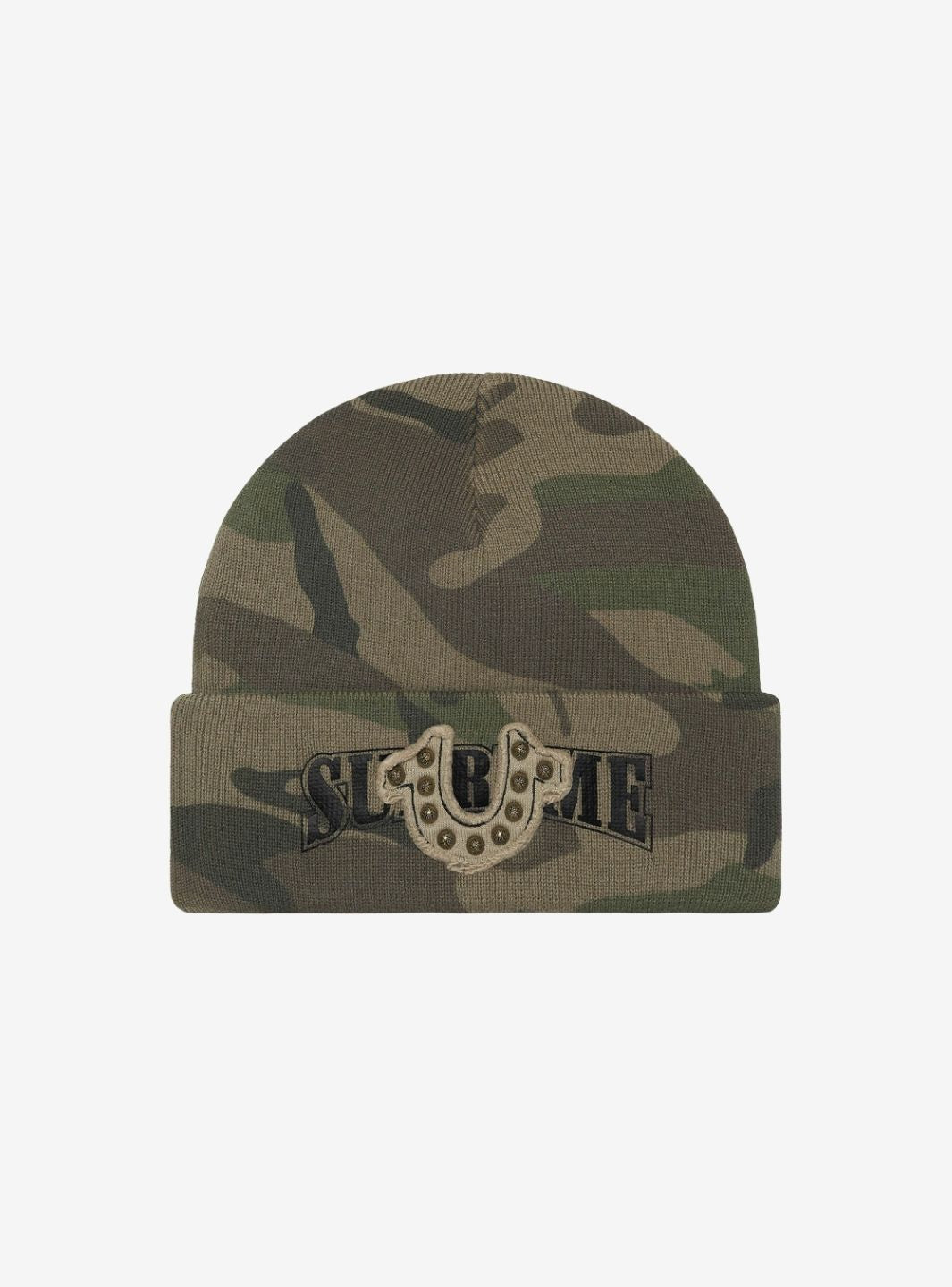 SUPREME TRUE RELIGION BEANIE OLIVE CAMO (FW25) - View 1