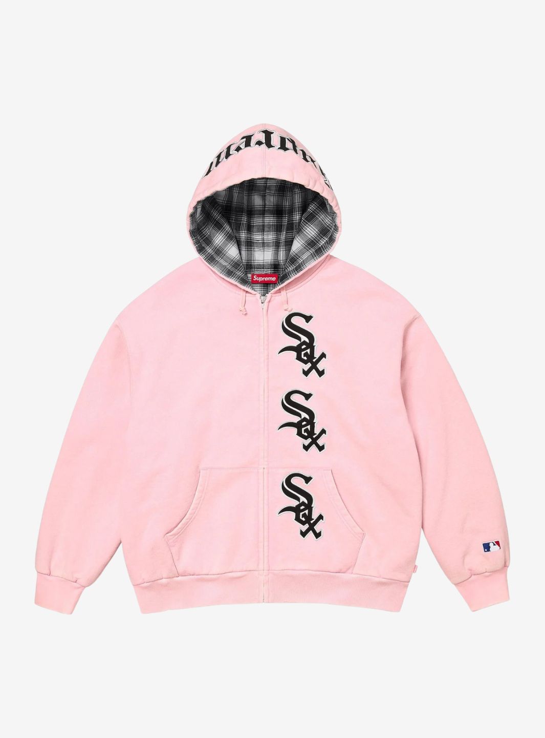 SUPREME CHICAGO WHITE SOX ZIP UP HOODED SWEATSHIRT LIGHT PINK - View 1