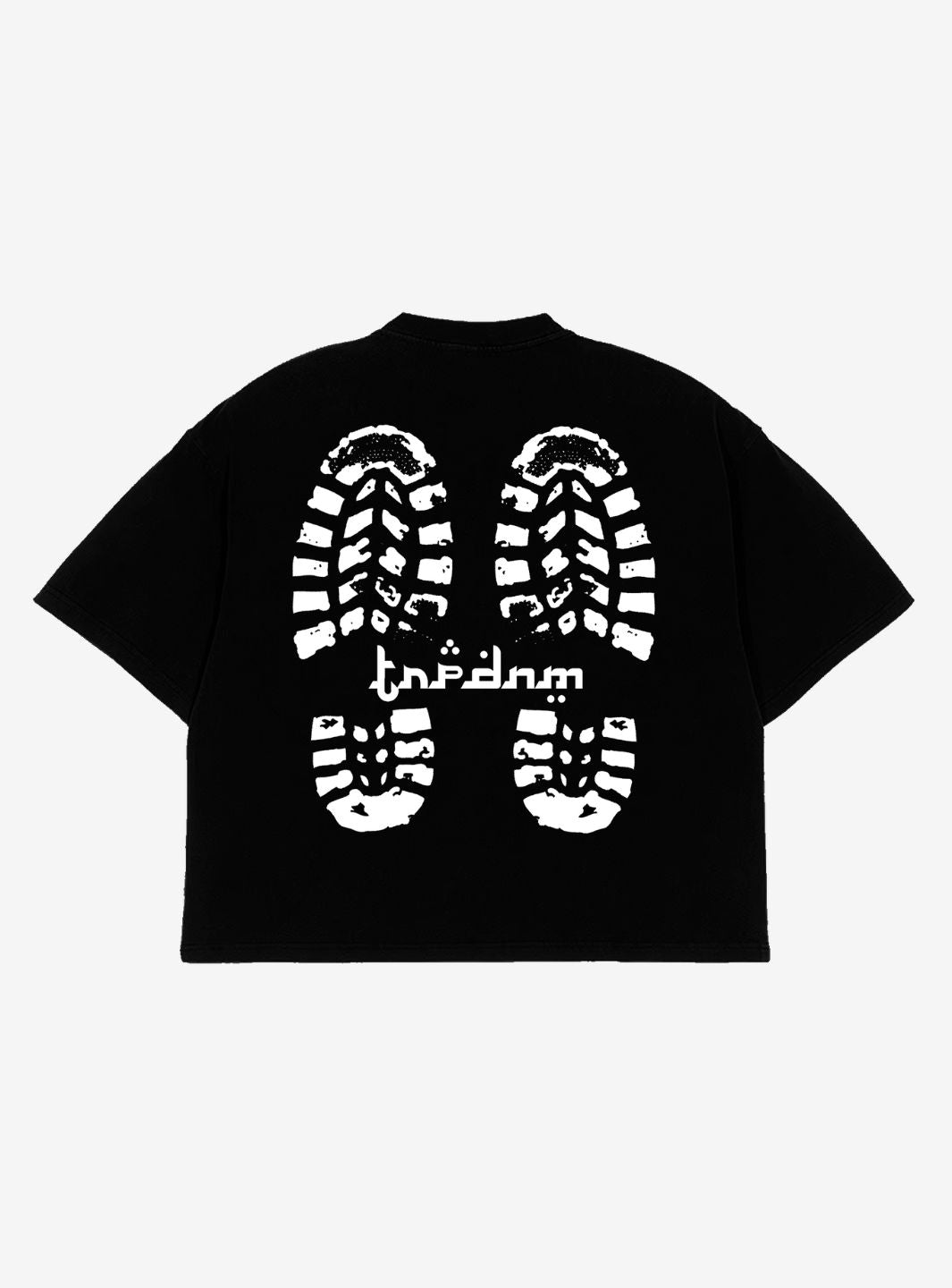 TRAP DENIM FOOTPRINT BLACK BOXY T-SHIRT - View 1