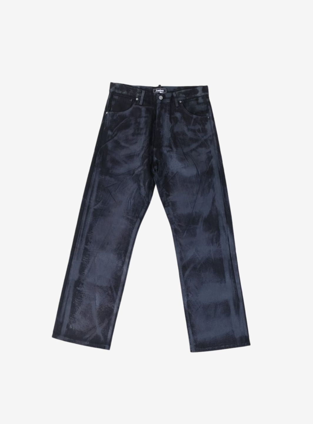 TRAP DENIM PRINT WAXED BAGGY JEANS BLACK - View 1