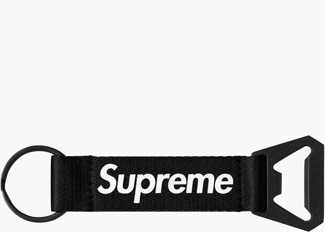 SUPREME BOTTLE OPENER WEBBING KEYCHAIN BLACK - View 1